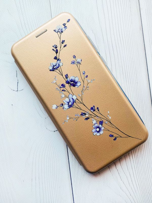 Чохол-книжка з малюнком для Samsung Galaxy A50 (2019) A505/A30s Золотий :: Гілочка квітів (принт 278)