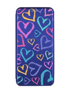 Чохол-книжка з малюнком для Samsung Galaxy M32/ M22/ A22 4G Синій :: Різнокольорові сердечка (принт 332)