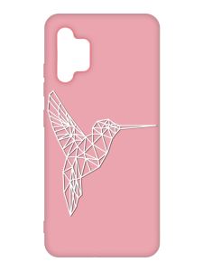 Матовий рожевий чохол на Samsung Galaxy A32 :: Колібрі (принт 123)
