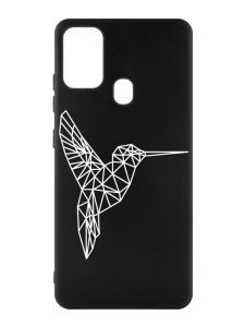 Матовий чорний чохол на Samsung Galaxy M30s/M21 :: Колібрі (принт 123)