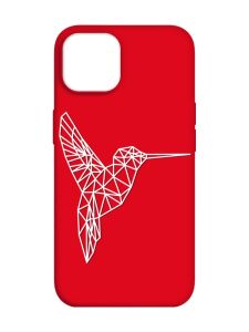 Матовий червоний чохол на Apple iPhone 14 :: Колібрі (принт 123)