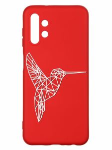 Матовий червоний чохол на Samsung A13 4G :: Колібрі (принт 123)