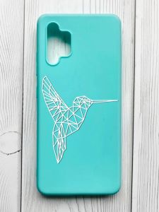 Матовий бірюзовий чохол на Samsung Galaxy A32 :: Колібрі (принт 123)