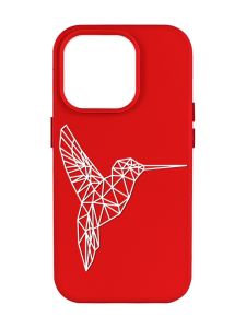 Матовий червоний чохол на Apple iPhone 14 Pro Max :: Колібрі (принт 123)
