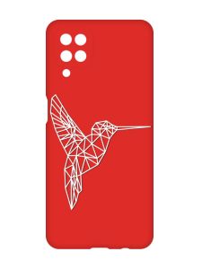 Матовий червоний чохол на Samsung Galaxy A12 :: Колібрі (принт 123)