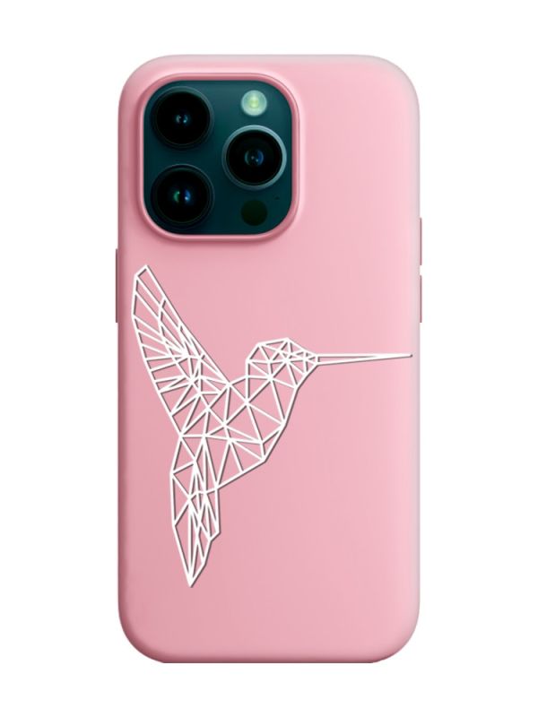 Матовий рожевий чохол на Apple iPhone 14 Pro :: Колібрі (принт 123)