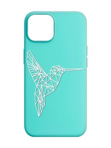 Матовий бірюзовий чохол на Apple iPhone 14 :: Колібрі (принт 123)