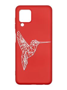 Матовий червоний чохол на Samsung Galaxy M32/A22/M22 4G :: Колібрі (принт 123)