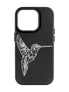 Матовий чорний чохол на Apple iPhone 14 Pro Max :: Колібрі (принт 123)