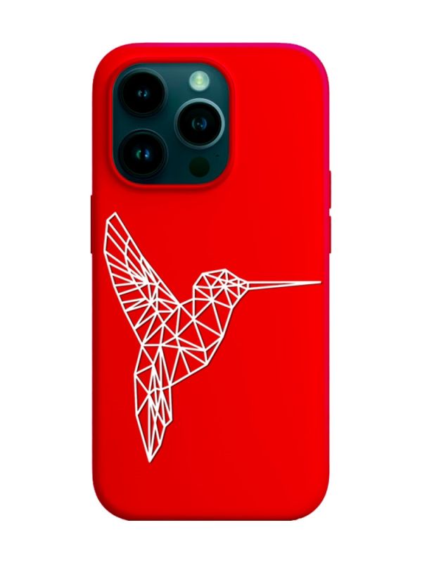 Матовий червоний чохол на Apple iPhone 14 Pro :: Колібрі (принт 123)