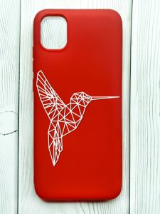 Матовий червоний чохол на Samsung Galaxy A04E/A042 :: Колібрі (принт 123)