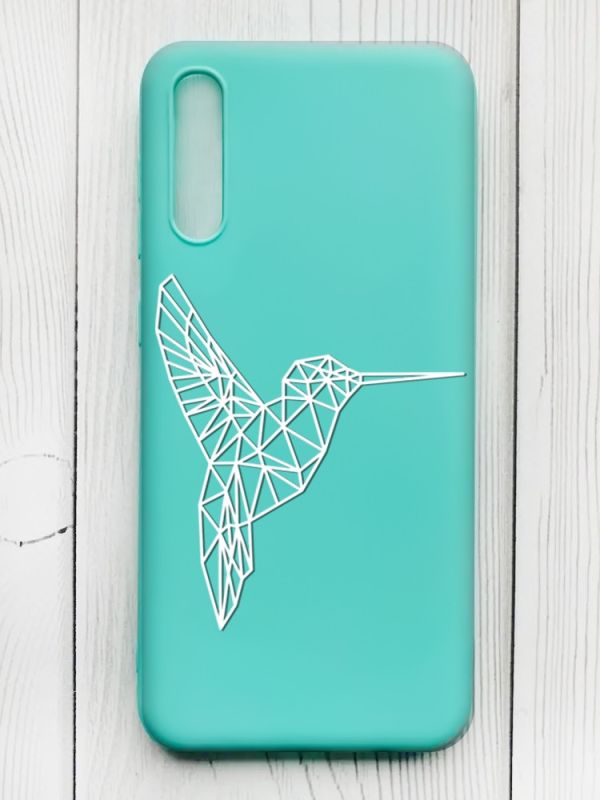 Матовий бірюзовий чохол на Samsung Galaxy A50 (2019) A505/A30s :: Колібрі (принт 123)