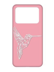 Матовий рожевий чохол на Xiaomi Poco X4 Pro 5G :: Колібрі (принт 123)