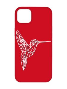 Матовий червоний чохол на iPhone 14 Plus :: Колібрі (принт 123)