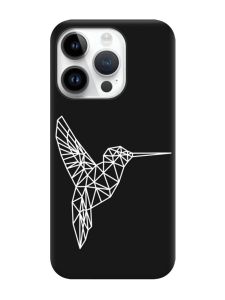 Матовий чорний чохол на Apple iPhone 14 Pro :: Колібрі (принт 123)