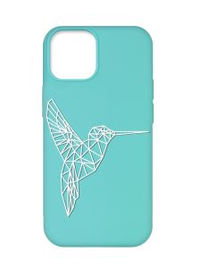 Матовий бірюзовий чохол на Apple iPhone 12 Pro Max :: Колібрі (принт 123)