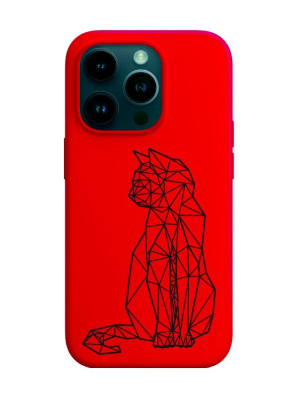 Матовий червоний чохол на Apple iPhone 14 Pro :: Котик (принт 124)