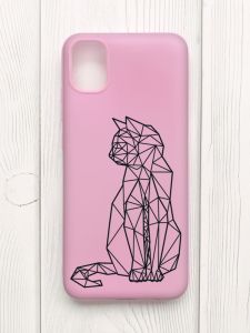 Матовий рожевий чохол на Samsung Galaxy A04E/A042 :: Котик (принт 124)