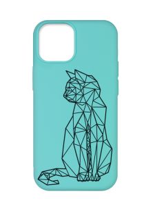 Матовий бірюзовий чохол на Apple iPhone 12 Pro Max :: Котик (принт 124)