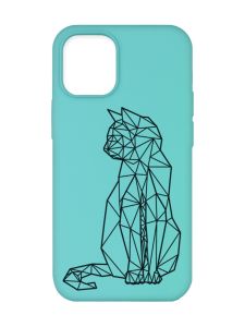 Матовий бірюзовий чохол на Apple iPhone 12/12 Pro (6.1) :: Котик (принт 124)