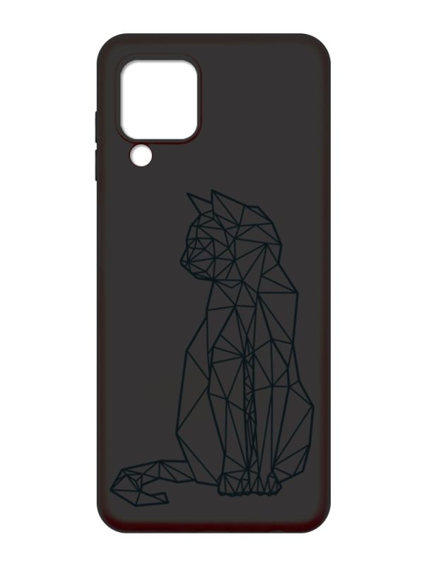Матовий чорний чохол на Samsung Galaxy M32 / A22 / M22 4G :: Котик (принт 124)