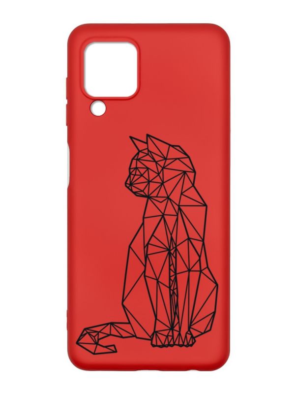 Матовий червоний чохол на Samsung Galaxy M32/A22/M22 4G :: Котик (принт 124)