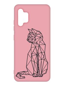 Матовий рожевий чохол на Samsung Galaxy A32 :: Котик (принт 124)