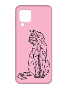 Матовий рожевий чохол на Samsung Galaxy M32/A22/M22 4G :: Котик (принт 124)