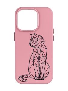 Матовий рожевий чохол на Apple iPhone 14 Pro Max :: Котик (принт 124)