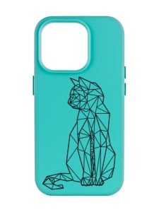 Матовий бірюзовий чохол на Apple iPhone 14 Pro Max :: Котик (принт 124)