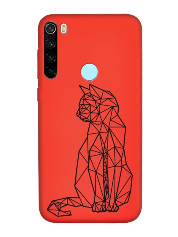 Матовий червоний чохол на Xiaomi Redmi Note 8T :: Котик (принт 124)