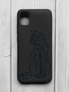 Матовий чорний чохол на Samsung Galaxy A04E/A042 :: Котик (принт 124)