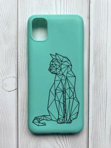 Матовий бірюзовий чохол на Samsung Galaxy A04E / A042 :: Котик (принт 124)