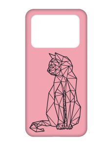 Матовий рожевий чохол на Xiaomi Poco X4 Pro 5G :: Котик (принт 124)