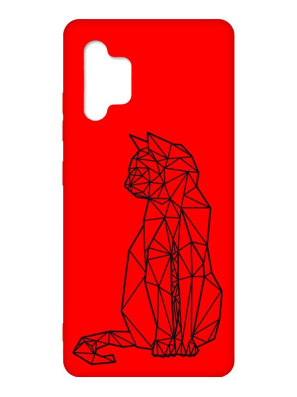 Матовий червоний чохол на Samsung Galaxy A32 :: Котик (принт 124)