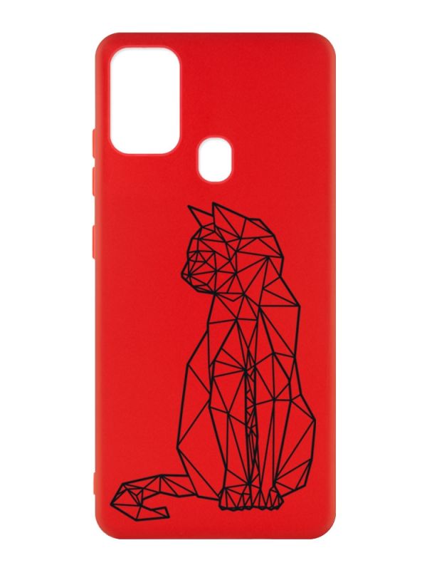 Матовий червоний чохол на Samsung Galaxy M30s/M21 :: Котик (принт 124)