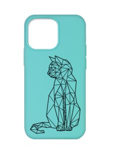 Матовий бірюзовий чохол на Apple iPhone 13 Pro :: Котик (принт 124)