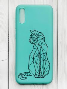 Матовий бірюзовий чохол на Xiaomi Redmi 9А :: Котик (принт 124)