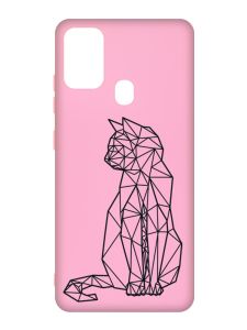 Матовий рожевий чохол на Samsung Galaxy M30s/M21 :: Котик (принт 124)