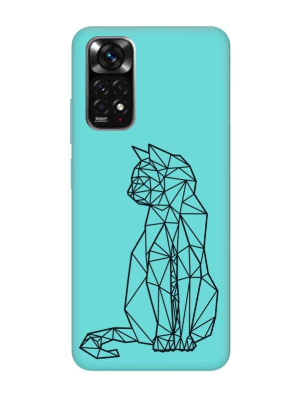 Матовий бірюзовий чохол на Xiaomi Redmi Note 11 :: Котик (принт 124)