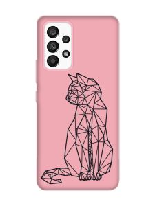 Матовий рожевий чохол на Samsung Galaxy A53 4G/5G :: Котик (принт 124)