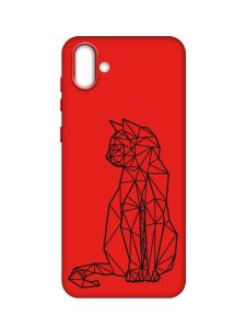 Матовий червоний чохол на Samsung Galaxy A04 :: Котик (принт 124)