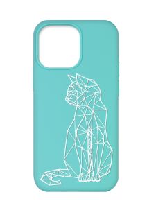 Матовий бірюзовий чохол на Apple iPhone 13 Pro :: Котик (принт 125)