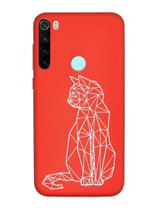 Матовий червоний чохол на Xiaomi Redmi Note 8T :: Котик (принт 125)