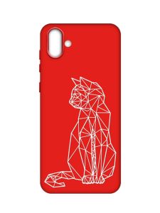 Матовий червоний чохол на Samsung Galaxy A04 :: Котик (принт 125)