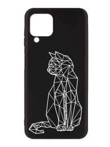 Матовий чорний чохол на Samsung Galaxy A12 :: Котик (принт 125)
