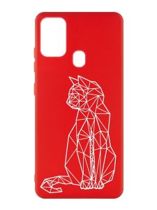 Матовий червоний чохол на Samsung Galaxy M30s/M21 :: Котик (принт 125)