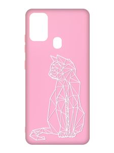 Матовий рожевий чохол на Samsung Galaxy M30s/M21 :: Котик (принт 125)