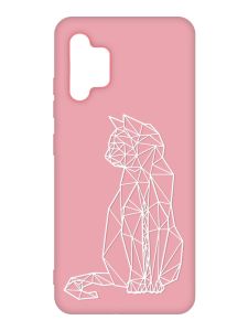 Матовий рожевий чохол на Samsung Galaxy A32 :: Котик (принт 125)