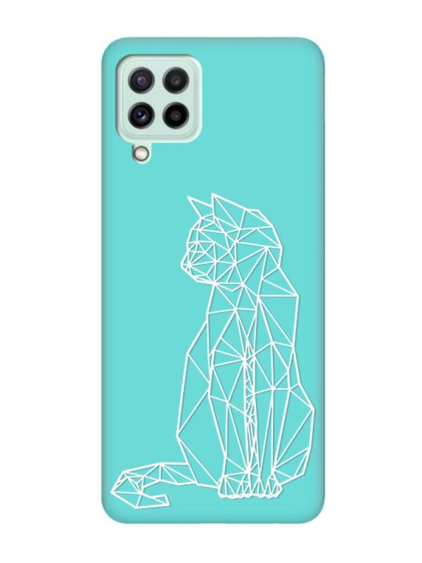 Матовий бірюзовий чохол на Samsung Galaxy M32/M22/A22 4G :: Котик (принт 125)